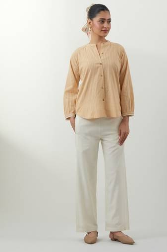 Beige woven cotton co-ord set