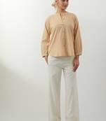 Beige woven cotton co-ord set