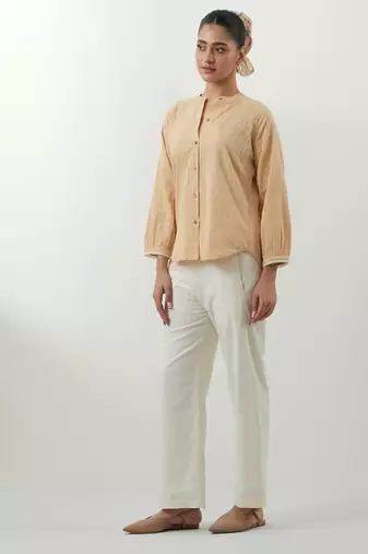 Beige woven cotton co-ord set