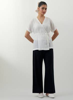 White plain cotton co-ord set 1