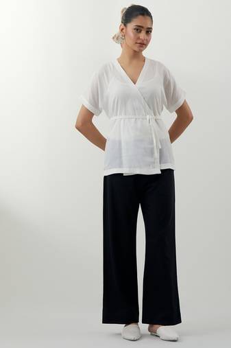 White plain cotton co-ord set