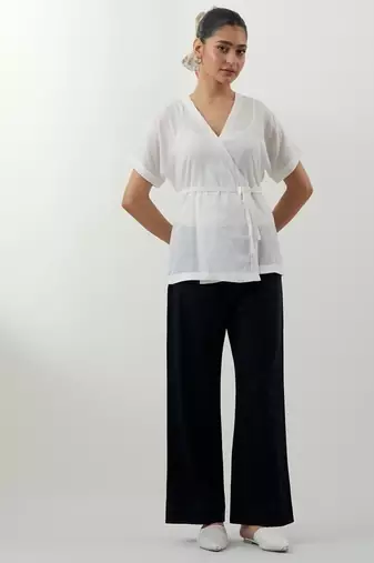 White plain cotton co-ord set