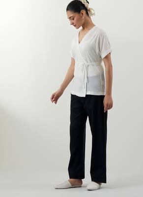 White plain cotton co-ord set 3
