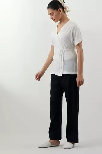White plain cotton co-ord set