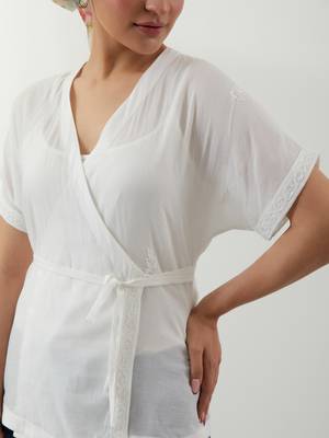 White plain cotton co-ord set 4