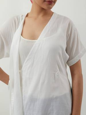 White plain cotton co-ord set 5