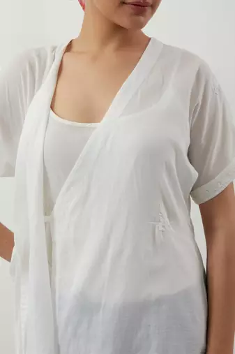 White plain cotton co-ord set