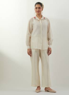 Ivory plain chanderi co-ord set 1
