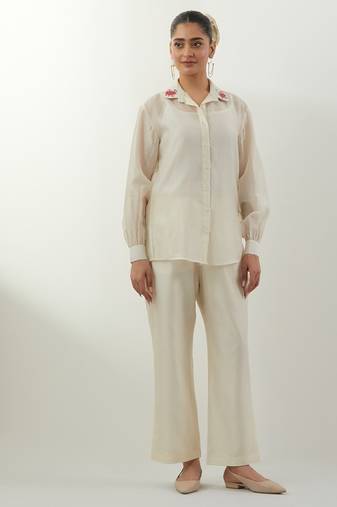 Ivory plain chanderi co-ord set