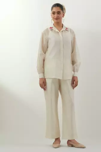 Ivory plain chanderi co-ord set