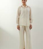 Ivory plain chanderi co-ord set