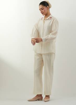 Ivory plain chanderi co-ord set 2