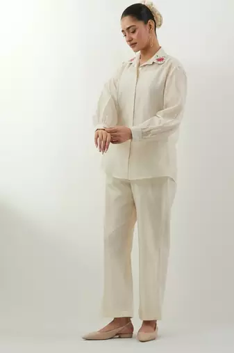 Ivory plain chanderi co-ord set
