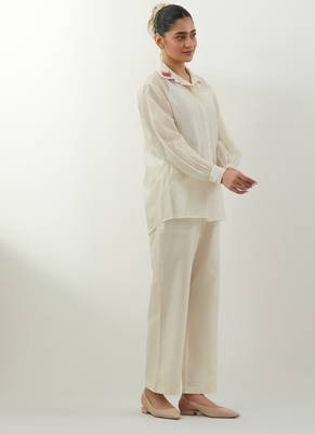 Ivory plain chanderi co-ord set 4