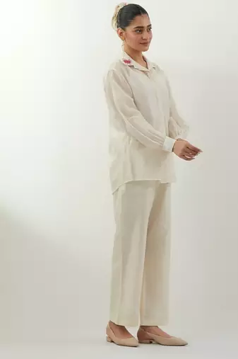 Ivory plain chanderi co-ord set