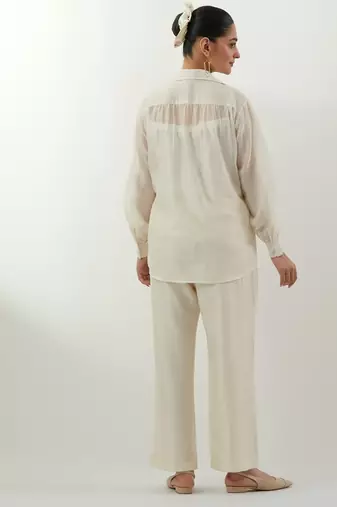 Ivory plain chanderi co-ord set