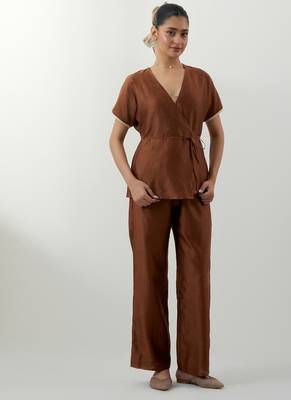 Brown plain chanderi co-ord set 1