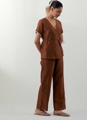Brown plain chanderi co-ord set 2