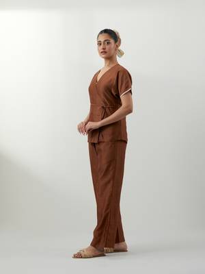 Brown plain chanderi co-ord set 3