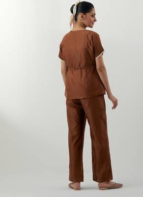 Brown plain chanderi co-ord set 5