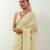 Cream plain chanderi saree