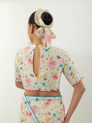Ivory printed chanderi saree 5