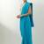 Aqua blue plain chanderi saree