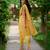 Yellow embroidered silk saree