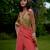 Coral printed silk jumpsuit