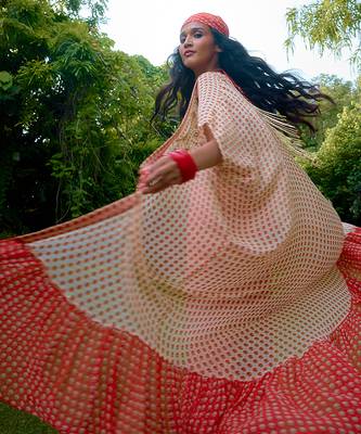 Coral printed silk jumpsuit 4