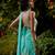 Aqua-blue printed silk kurta set