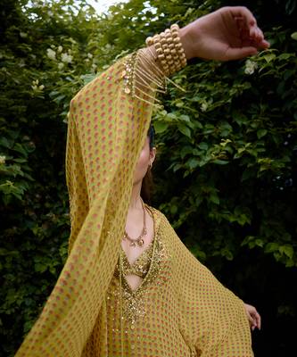 Olive printed silk kaftan 2