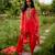 Red embroidered georgette kurta set