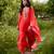 Red embroidered georgette kurta set