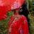 Red embroidered georgette kurta set