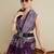Purple designer weaving print silk blend saree with floral butti & striped border | ethnic saree with blouse