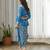 Blue floral printed cotton dhoti jumpsuit