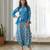 Blue floral printed cotton dhoti jumpsuit