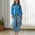 Blue floral printed cotton dhoti jumpsuit