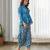 Blue floral printed cotton dhoti jumpsuit