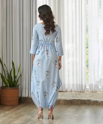 Blue floral printed cotton jumpsuit 2