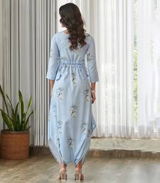 Blue floral printed cotton jumpsuit