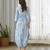Blue floral printed cotton jumpsuit