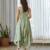 Green floral printed cotton jumpsuit