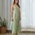 Green floral printed cotton jumpsuit
