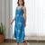 Blue floral printed cotton jumpsuit