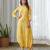 Yellow floral printed cotton jumpsuit