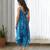 Blue floral printed cotton jumpsuit