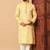 Bright yellow heavy jacquard kurta with sequins detailing & cotton pajama