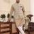 Beige cotton silk nehru jacket set